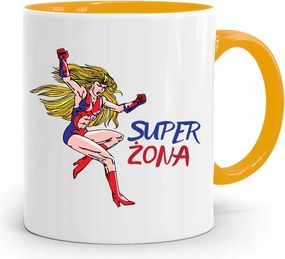 Sárga Bögre Ajándék Lánynak Szuper Feleség nyomott mintával