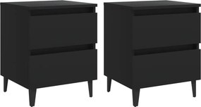 vidaXL 2 db fekete szerelt fa éjjeliszekrény 40 x 35 x 50 cm