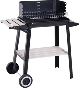 Outsunny Faszenes Grillsütő BBQ Piknik Kerti Kültéri Kemping 83x46x87 cm | Aosom