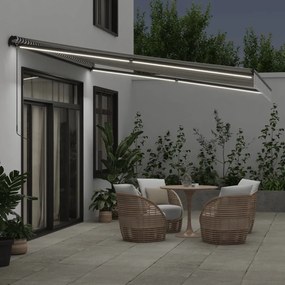 antracitszürke-fehér LED-es kézi napellenző 450 x 300 cm