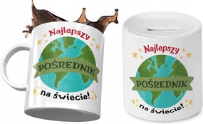 Közvetítőnek Bögre Ajándék persely szett fényképes nyomtatással