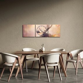 Kép - jávorszarvas az őszi levelekben (órával) (90x30 cm)