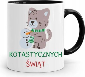 Fekete Karácsonyi Bögre Mikulásra, fényképes nyomtatással