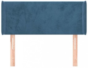 sötétkék bársony fejtámla szárnyakkal 93x16x78/88 cm