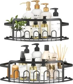 Acmetop Sarok Zuhanypolc 2db Fekete Fúrás Nélkül