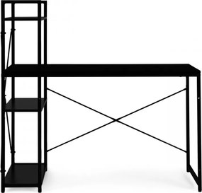 Íróasztal polccal LOFTY 120x60 cm, fekete