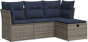 vidaXL 4 részes szürke polyrattan kerti ülőgarnitúra párnákkal