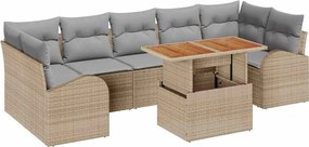 vidaXL Kerti Kanapé Szett párnával 8 pcs bézs és világosszürke