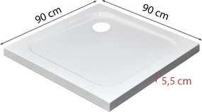 Modena Slim szögletes alacsony akril zuhanytálca 90x90 cm