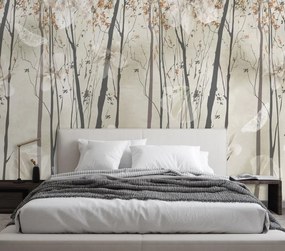 Gario Fotótapéta Fák, virágok és pillangók Anyag: Vlies, Méret: 400 x 280 cm