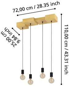 Eglo 43799 - Csillár zsinóron HALKIN 4xE27/40W/230V