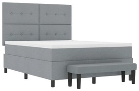 Box Spring Ágy Matraccal és Padlóval, Világosszürke 140x200 cm, Szövet