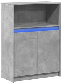 betonszürke szerelt fa tálalószekrény LED-del 72x34x100 cm
