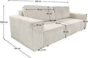 Kihúzható heverő, bézs, HARPERA BIG SOFA