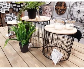 3 db virágtartó állvány készlet, átm. 19/23/28 cm, fekete/beige