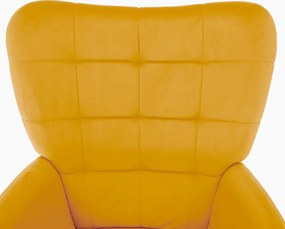 Fotel lábtartóval, sárga Velvet szövet/fekete, HABEN