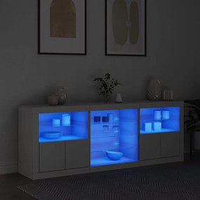 fehér tálalószekrény LED-világítással 181,5x37x67 cm