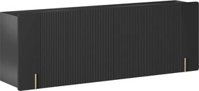 Malmi fali négyajtós komód 200 cm - fekete matt / arany