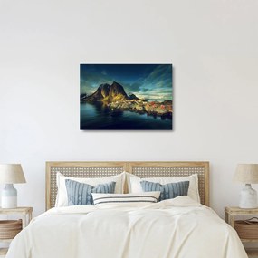 Egy halászati falu képe Norvégiában (üvegen) (70x50 cm)