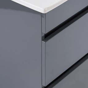 Cube 100 alsó fürdőszobabútor kerámia mosdóval 2 fiókos antracit szürke