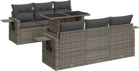 vidaXL 7 részes szürke polyrattan kerti ülőgarnitúra párnákkal