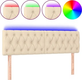 vidaXL krémszínű szövet LED-es fejtámla 160x7x78/88 cm