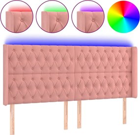 vidaXL rózsaszín bársony LED-es fejtámla 183x16x118/128 cm