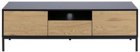 Fekete-natúr színű TV-állvány tölgyfa dekorral 140x45 cm Seaford – Actona