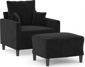 vidaXL fekete bársony kanapéfotel lábtartóval 60 cm