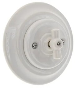 Bohemia-Design - Retro porcelán forgókapcsoló kerettel, 1-es, fehér