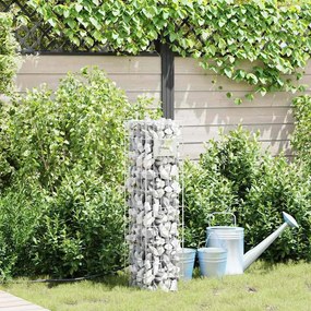 Gabion Oszlop Ezüst 25 x 25 x 100 cm Rozsdamentes acél