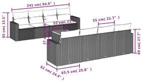 9 részes szürke polyrattan kerti ülőgarnitúra párnákkal