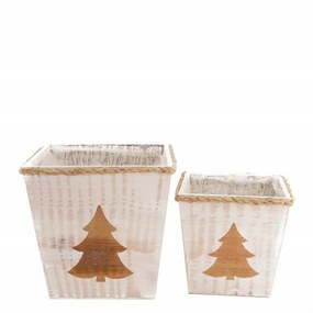Westwing Karácsonyi kaspó szögletes fa fehér fa 2 db