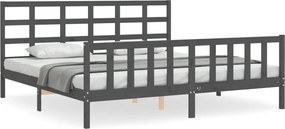 vidaXL szürke tömör fa ágykeret fejtámlával 200 x 200 cm