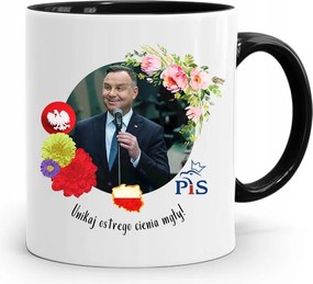Andrzej Duda Elnök Fekete Bögre Ajándék fényképes nyomtatással