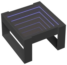 Fekete végtelen hatású LED-es dohányzóasztal 50 x 53 x 30 cm