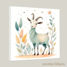 Aranyos kis kecske illusztráció akvarell – természetes báj otthonra 40x40cm