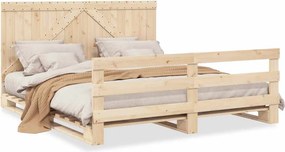 vidaXL tömör fenyőfa ágykeret fejtámlával 200 x 200 cm