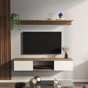 Elia TV-állvány, dió-fehér, 140 cm