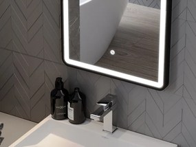 Mexen Coro fürdőszobai tükör megvilágítással 45 x 120 cm, LED 6000K, páramentes, fekete keret - 9817-045-120-611-70