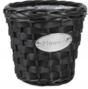 Fekete Kerek Fonott Kosár Fólia 18x18x17 cm HL07726.S