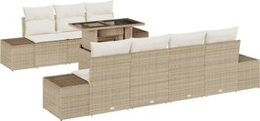 vidaXL Kanapé Szett párnával 8 pcs Beige és krém polirattan