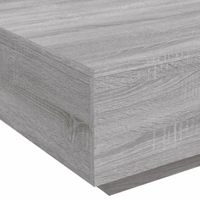szürke sonoma színű dohányzóasztal LED-lámpákkal 80x80x31 cm