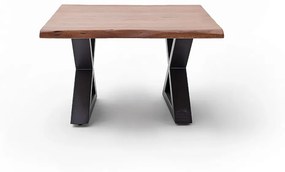 CARTAGENA dohányzó asztal akácfa 75x75cm - X alakú antracit szürke lábbal - Dió