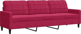 vidaXL 3 személyes bordó bársony kanapé 210 cm