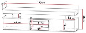 TV szekrény Lesteralo 2D 190 (fekete + fényes fekete) (kék LED világítással). 1106178
