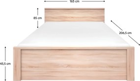 Ágy, 160x200, tölgy sonoma, NORTY TYP 8