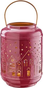 COZY HOME fém lámpás 23 cm, bordó
