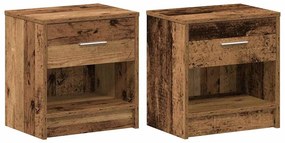 2 db antik fa színű éjjeliszekrény fiókkal 39x28x41 cm