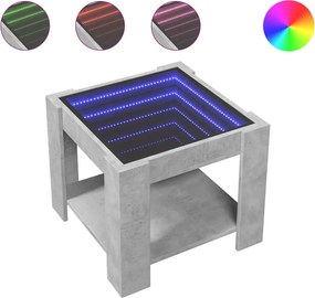 vidaXL betonszürke szerelt fa dohányzóasztal LED-del 53 x 53 x 45 cm